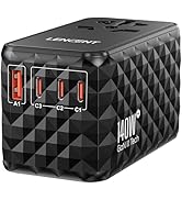 LENCENT 140W International Travel Adapter, GaN Universal Travel Adapter with 1 USB-A &amp; 3 Type C P...