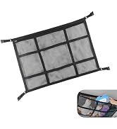 Foelony Car Ceiling Cargo Net, 31.5" x 21.7" Adjustable Buckle Heavy Duty Car Roof Storage, Doubl...