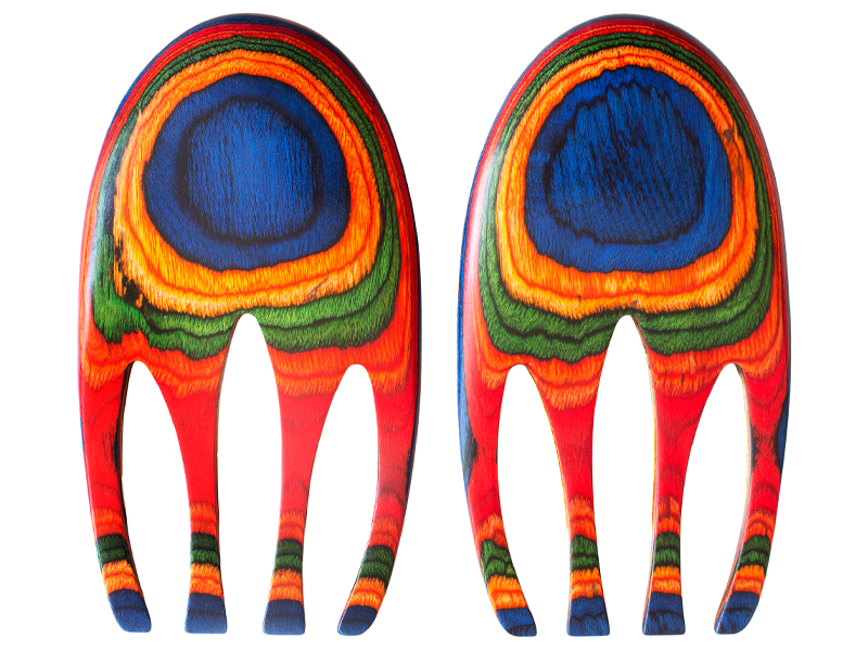 Baltique Marrakesh Salad Hands server serving utensil set colorful toss tongs fork host party wooden