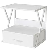 aboxoo Printer Stand for Desk with Storage Drawer, 2 Tier Desktop Or Under Desk Shelf, Multi-Purp...