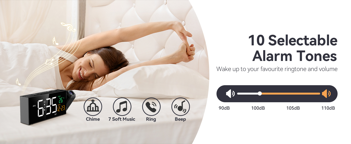 Bedside Clock with 10 Alarm Tones