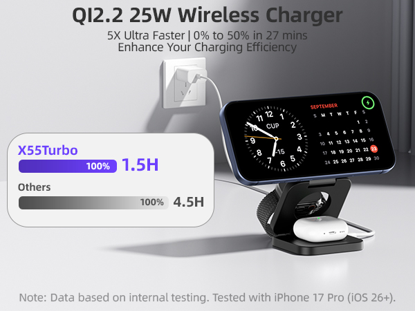 3 in 1 wireless charging station for iphone and watch wireless charger docking station