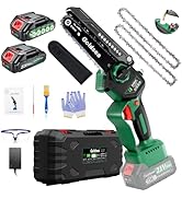 Cordless Mini Chainsaw 6 Inch, Goldsea Small Electric Chain Saws with 2 pack 2000mAh Batteries an...