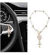Cross for Car Steering Wheel Rosary Charm,Unique Cross for Car Mirror Hanging Accessories as Deco...
