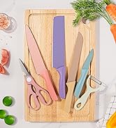 Colorful Kitchen Knife Set 6 PCS, Colored Knives Set with Non-Stick Coating