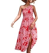GOTOTOP Women's One Shoulder Sleeveless Dress Concealed Zipper Closure Elegant Floral Print Ruche...