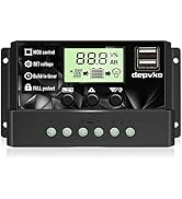 [Upgraded] 30A Solar Charge Controller, Black Solar Panel Battery Intelligent Regulator with Dual...