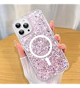 ZIYE Designed for iPhone 15 Pro Case Magnetic Glitter-6.1 Inch Bling Cases for Women Girls Sparkl...