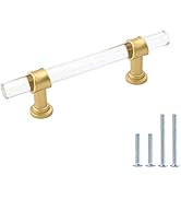 10 Pack goldenwarm 3in Clear Acrylic Cabinet Drawer Pulls - LS9165GD76 Modern Cabinet Hardware Ba...