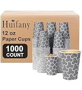 Huifany Coffee Cups 12 oz Paper Cups [1000 Count], Disposable Coffee Cups, 12 oz Hot/Cold Cups, T...