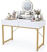WESTREE Women Makeup Vanity Desk Without Mirror White - Bedroom Home Office Desk with Drawer, Woo...