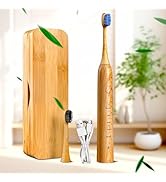 Sonic Electric Bamboo Toothbrush for Adults - Bamboo Design with Soft Bristles - 5 Adjustable Cle...