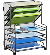 MINDEPOT Desk Paper Organizer Tray, Desktop File Folder Sorter Holder for A4 Letter-Size Paper Do...