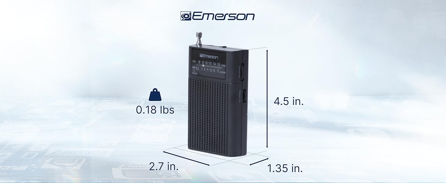 Portable Radio Handheld pocket radio belt antenna AM Radio FM Radio Emerson Portable Handheld Radio
