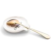 Coffee Spoon Rest with spoon, Mini Coffee Spoon Holder, Small Ceramic Spoon Rest for Coffee Stirr...