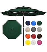 JEAREY 9FT 3 Tier Patio Umbrella Outdoor Market Umbrella Table Umbrellas with 8 Ribs 1.5 Pole Pus...