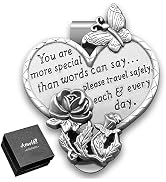 Anwlki Car Visor Medal Heart-Shaped Visor Clip Accessories Bless Driving Safety Prayer Religious ...