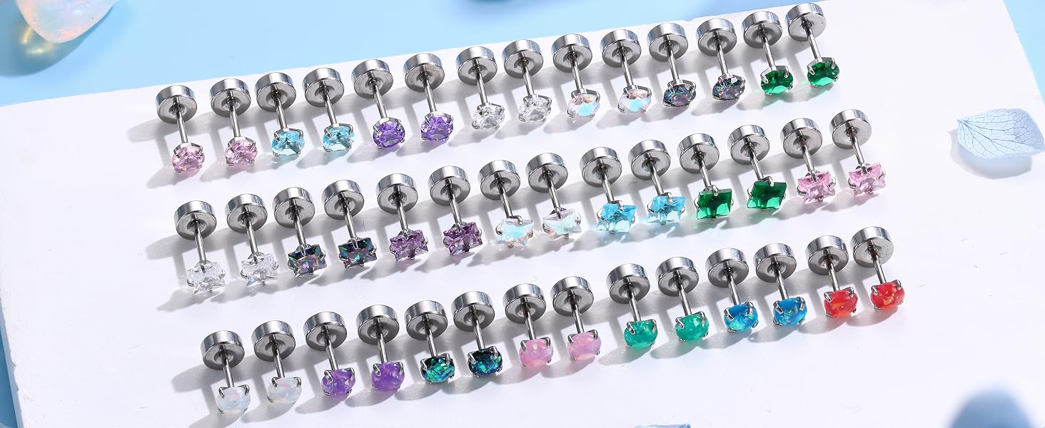Hypoallergenic Surgical Steel Earrings - Flat Back Stud Earrings for Women