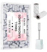 Rolybag 100pcs Small Sanding Bands Nail Drill Bits 240 Extreme Fine Grit Sanding Bands with 3.1mm...