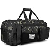 LHI 50L Tactical Duffle Bag for Men, 3-in-1 Gym Duffle and Backpack, Shoe Compartment, Laptop Sle...