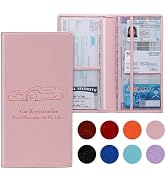 Peisicne Car Registration and Insurance Card Holder for Women Men, Pink Glove Box Paperwork Organ...