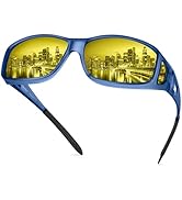 URUMQI Night Vision Driving Glasses Fit Over Eyeglasses for Men Women, Anti Glare Polarized Night...