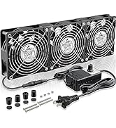 GDSTIME 3x 120mm Computer Fan with AC Plug,110V to 240V Variable Speed Controller High CFM 360mm ...