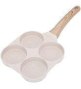 Bobikuke Fried Egg Pan, Egg Frying Pan 4 Cups Egg Poacher Pan Nonstick Mini Pancake Pan Burger Ma...
