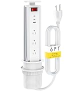 Pop Up Outlet for Countertop, Pull Pop Out Electrical Outlets with 3 AC Outlets, 2 PD 20W USB C a...