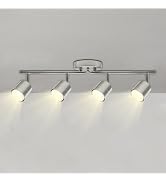MingBright 4-Light Track Lighting Kit - 270° Swivel &amp; 90° Tilt Adjustable, Brushed Nickel Ceiling...