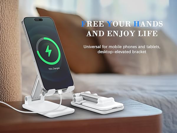 free your hands and enjoy life universal for mobile phones and tablets desktop-elevated bracket
