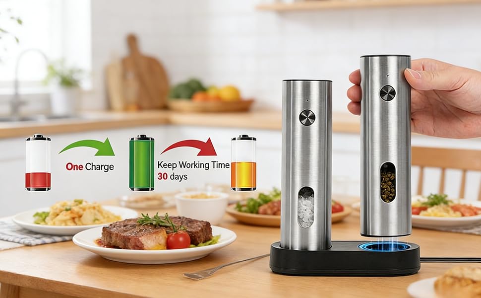 Electric Salt and Pepper Grinder Set Large capacity