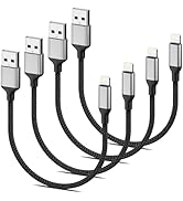 1FT iPhone Charger Cord Short, 4Pack USB to Lightning Cable 12 inch, [MFi Certified] 1 Foot Braid...