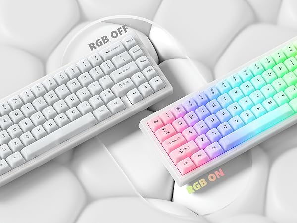 Keyboard Keycaps Clear, White Keycaps 60 65 75 100 Percent, Transparent Jelly Cute Custom Key Cap