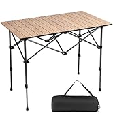 Byliable Camping Table Folding Portable Camp Aluminum Fold Up Lightweight Roll Up Table Adjustabl...