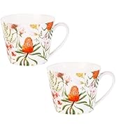 KAMMAK Bone China Mugs 16 oz Coffee Mugs with Handle, Tea Cup Set of 2 Porcelain Espresso Mug Fin...