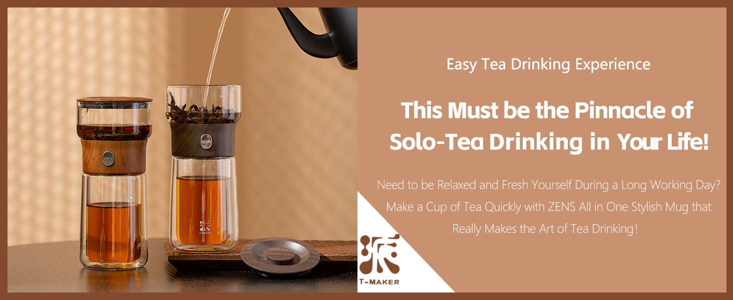 ZENS Modern 3-in-1 Smart Small Glass Tea Infuser Teapot