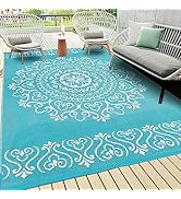 Pauwer Waterproof Outdoor Rug 5'x8', Reversible Outdoor Plastic Straw Rug, Outdoor Patio Rug for ...