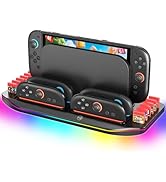 Younik Switch 2 Charging Dock Station for NS Switch 2, 9 RGB Light Modes &amp; 12 Game Card Storage, ...