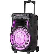 ROXAAN 12 Inch Rechargeable Wireless Party Bluetooth Speaker, Karaoke Machine with Wireless Micro...