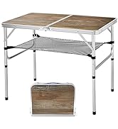 YUFIFAIRY Aluminum Camp Table, Folding Table Portable,Lightweight,Foldable with 2 Adjustable Heig...