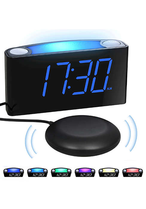 loud vibrating alarm clock with night light