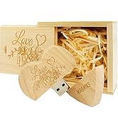 32GB USB 3.0 Wedding Flash Drive with Maple Wood Gift Box of Sliding Lid TATMOHIK Heart Memory St...