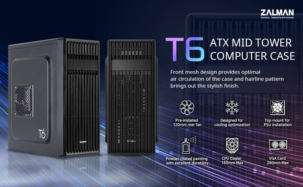 ZALMAN T6 ATX MID TOWER COMPUTER CASE