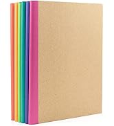 PAPERAGE 6-Pack Composition Notebook Journals, 120 Pages, Kraft Cover with Rainbow Spines, Colleg...