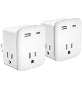 Multi Plug Wall Outlet Extender Splitter, Non Surge Protector Power Bar with 3 AC Outlets and 2 U...