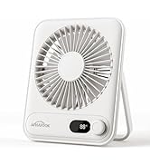 WHATOOK Small Desk Fan Personal Fans: 5000mah 25 Hours Battery Office Quiet Mini Desktop Fan Port...