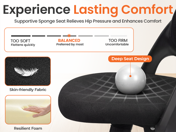 Deep Seat Design Chair with Balanced Foam Cushion for Support