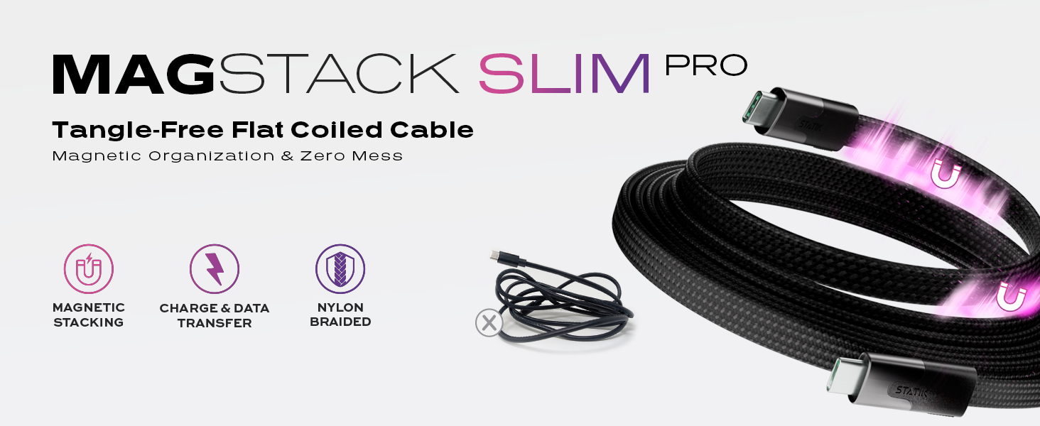 magstack statik magtame anti-tangle tangle-free magnetic charging cable iphone usb c usbc usb-c