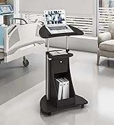 Techni Mobili Sit-to-Stand Mobile Medical Laptop Computer Cart, Black, Adjustable Height, B005